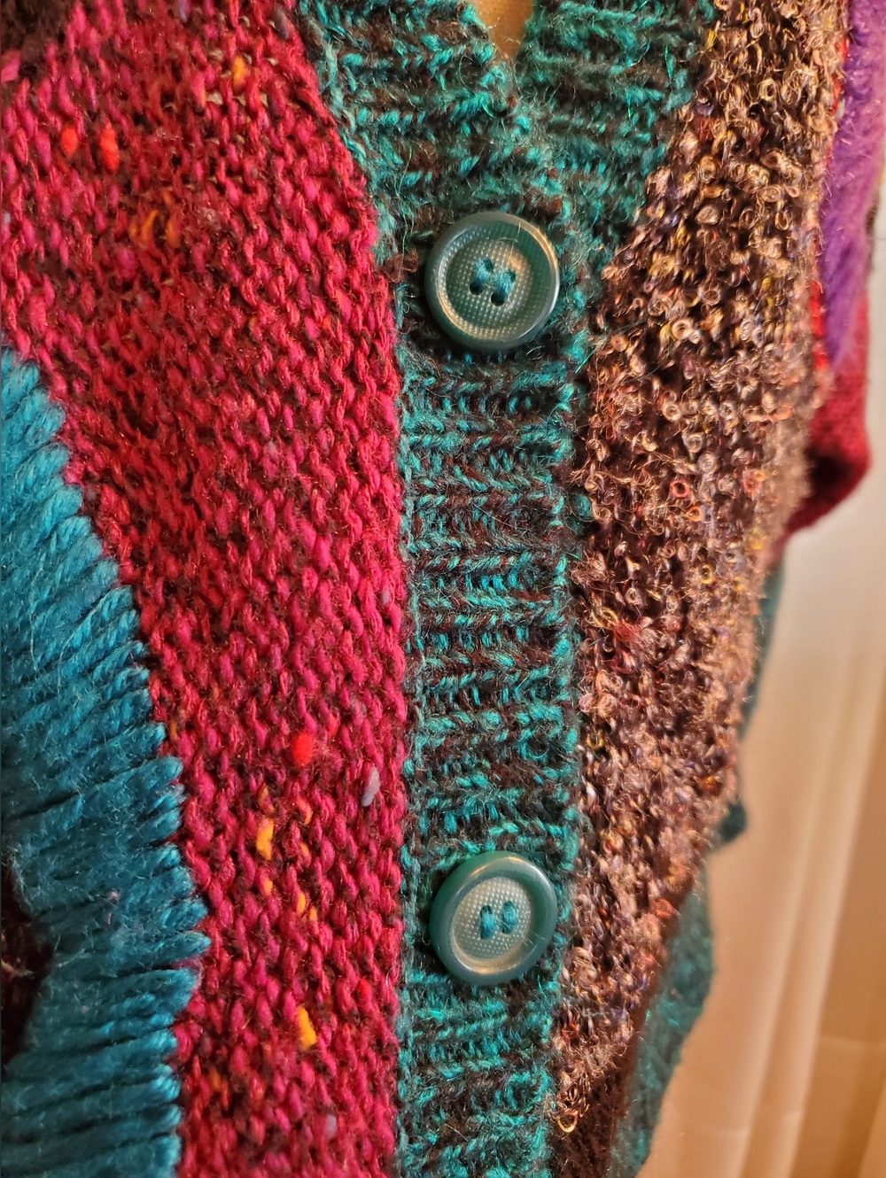 Vintage Jaclyn Smith Women's Large Multi Color Teal Sweater W/ Appliqués & Beads - Picture 7 of 7